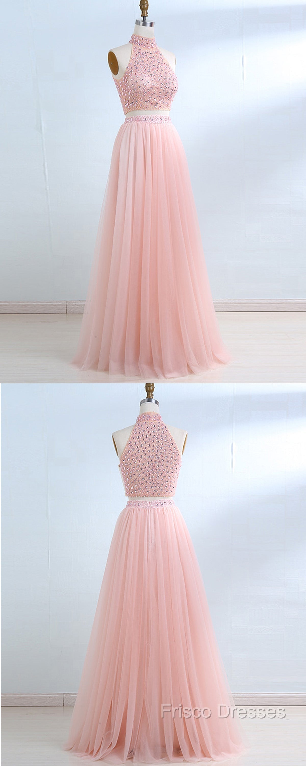 Floor-Length Tulle Sleeveless Formal Prom Dress