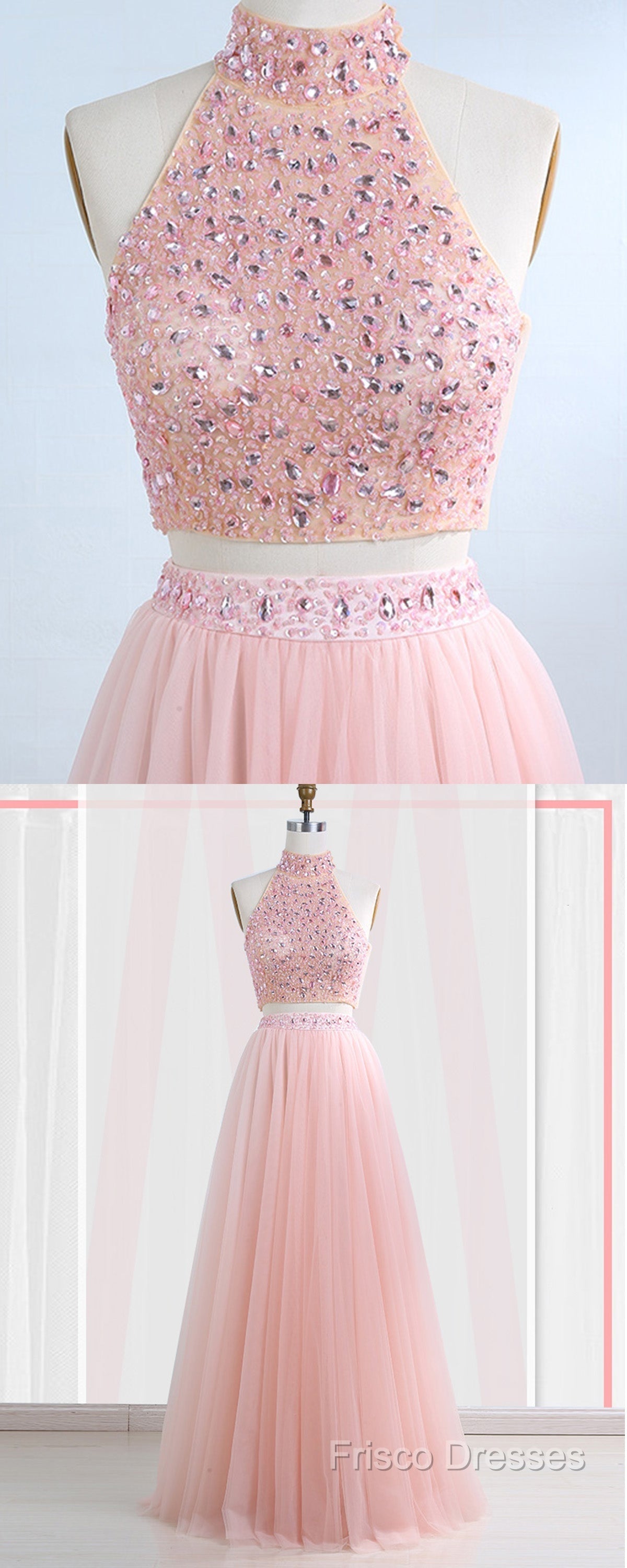 Floor-Length Tulle Sleeveless Formal Prom Dress