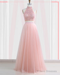 Floor-Length Tulle Sleeveless Prom Dresses