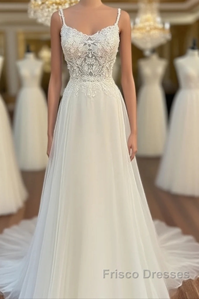 Floral Lace Scoop Neck Floor-Length Wedding Dress Main image