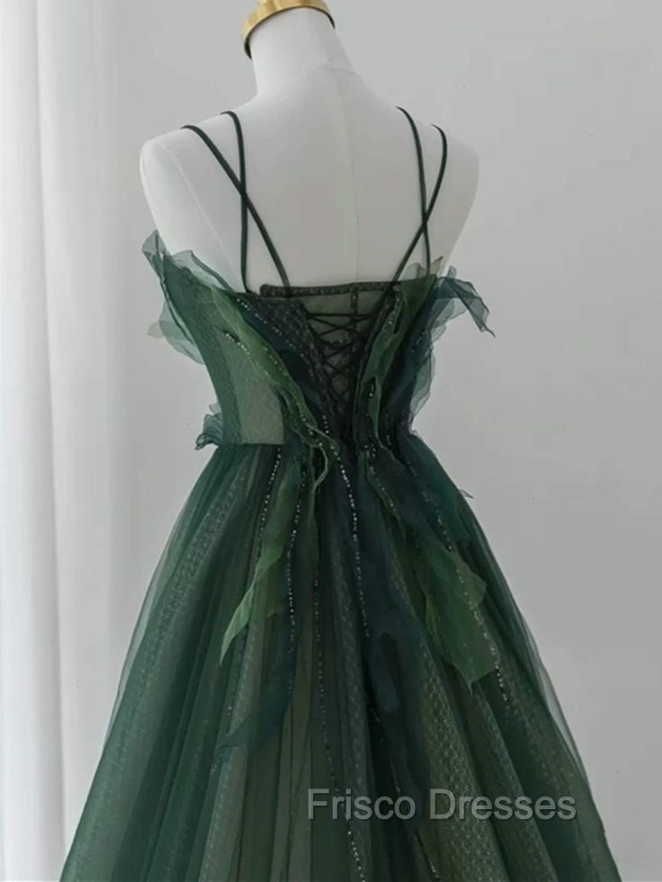 Forest Style Emerald Green Beading Tulle Dress, Formal Prom Dress Fairy,Evening Gown Graduation Party Dress