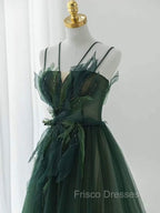 Forest Style Emerald Green Beading Tulle Dress, Formal Prom Dress Fairy,Evening Gown Graduation Party Dress
