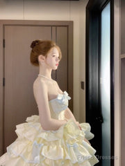 French Ball Gown Strapless Short Champagne Lolita Dresses Party Dress Birthday Outfits