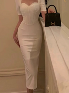 French Slim Fit Five-Quarter Sleeve Hip Dress