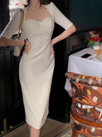French Slim Fit Five-Quarter Sleeve Hip Dress