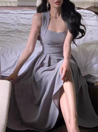 French Style Niche Light Luxury White Straps Dress Elegant White Birthday Dress
