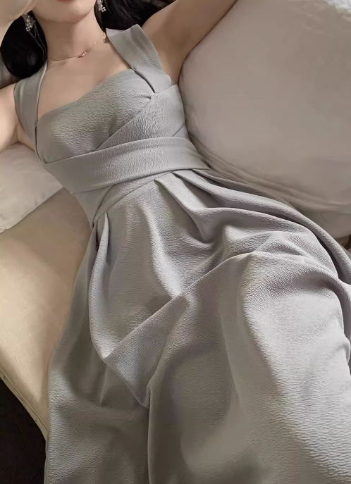 French Style Niche Light Luxury White Straps Dress Elegant White Birthday Dress