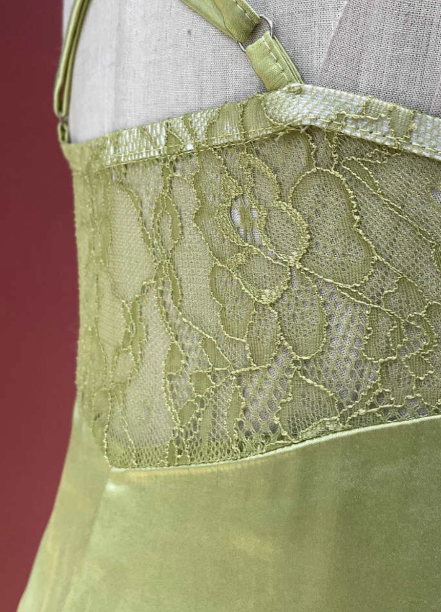 Fresh Elegant Pale Yellow Green Spaghetti Strap Lace Satin Prom Dress Evening Dress Secondary image