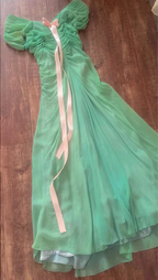 Fresh Green A-Line Ruffled Chiffon Long Prom Dress Evening Dress