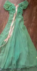 Fresh Green A-Line Ruffled Chiffon Long Prom Dress Evening Dress