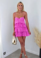 Fuchsia Hot Pink Chiffon Homecoming Dresses,