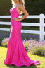 Fuchsia Mermaid Halter Neck Backless Long Prom Dress