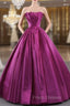 Fuchsia Satin Strapless Pleats Formal Prom Dress