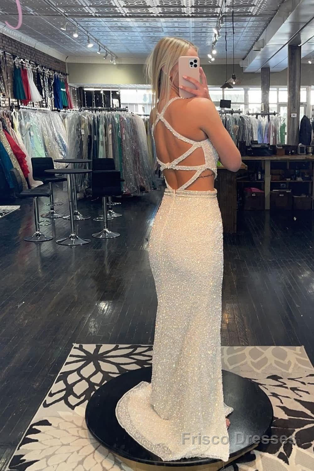 Fuchsia Sequins Criss Cross Straps Prom Dress