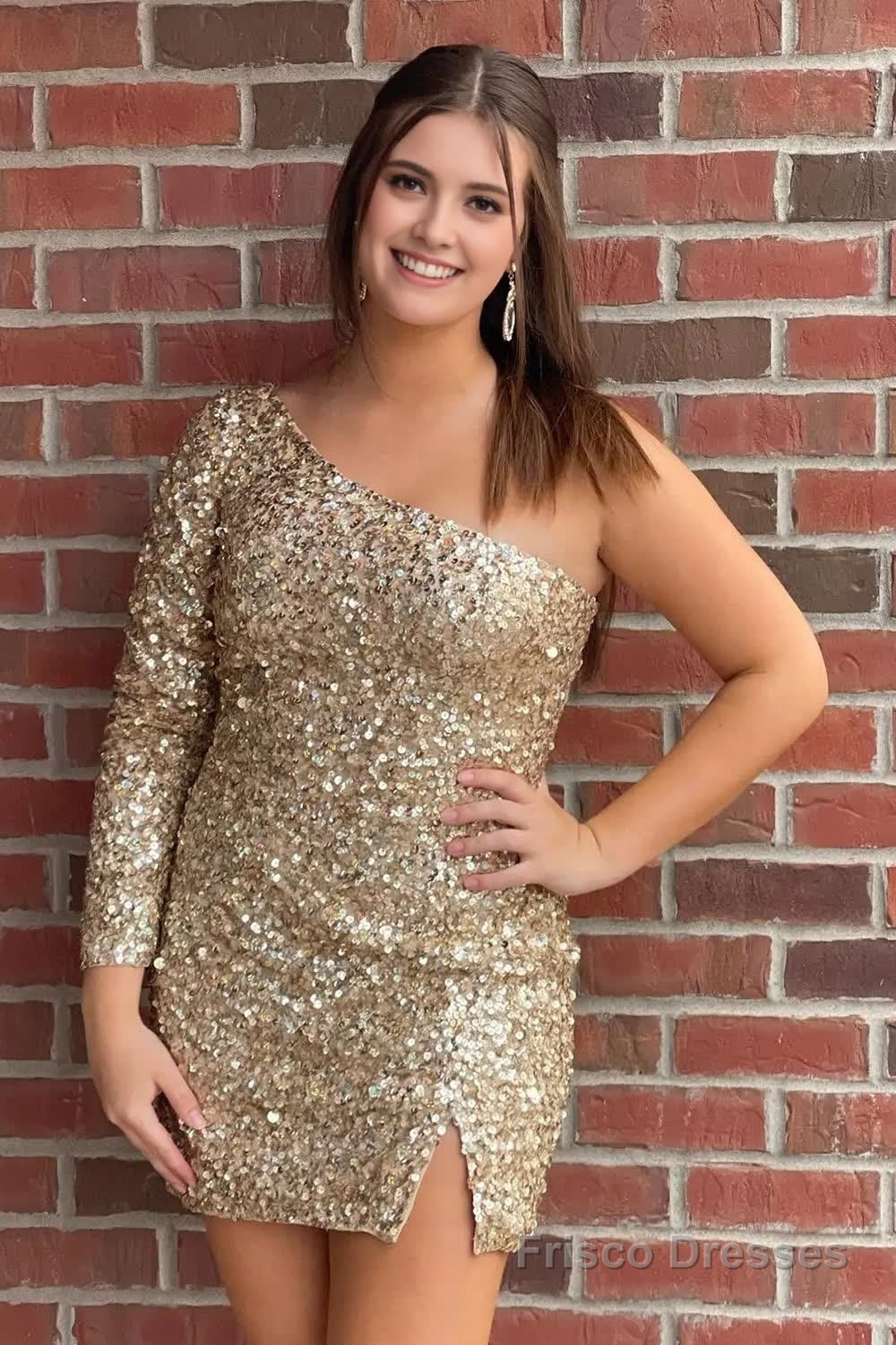 Fuchsia Sequins Homecoming Dress with Sleeves