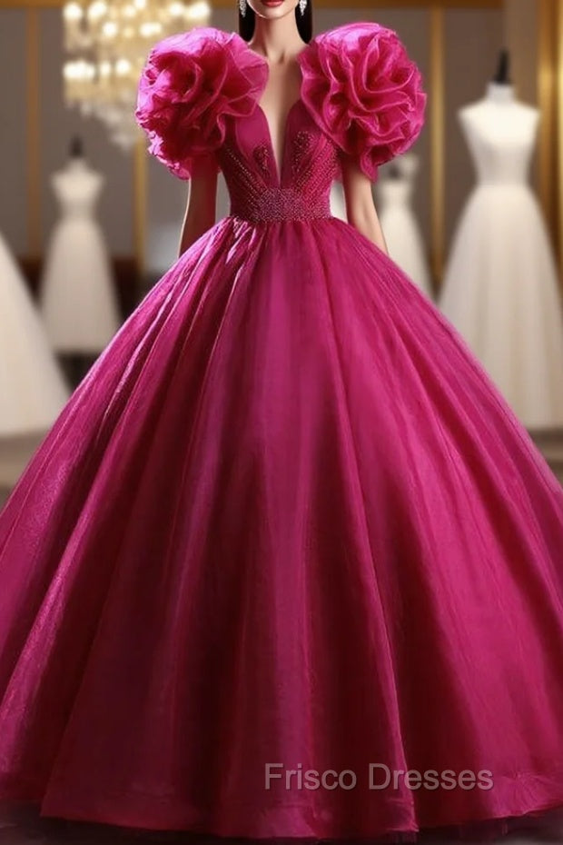 Fuchsia Tulle Beading Quinceanera Dress Main image