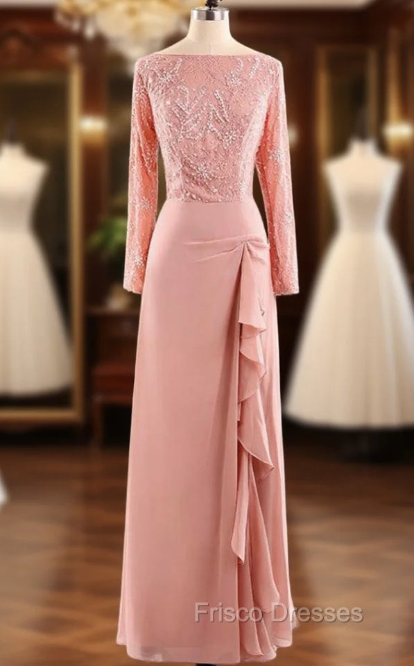 Full Sleeves Zipper Back Beading Mother of the Bride Dress