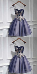 Cute tulle lace sweetheart neck short Prom Dresses