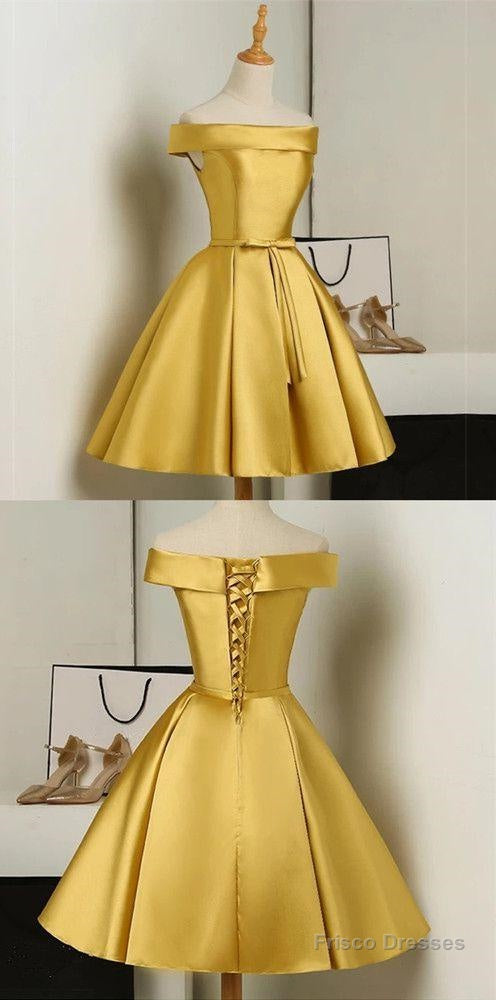 Gold Bridesmaid Dress, Short Bridesmaid Dress, Elegant Party Dress, Short Homecoming Dresses, Short Prom Dresses Main image