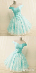 Green Off The Shoulder Appliques Short Homecoming Dress