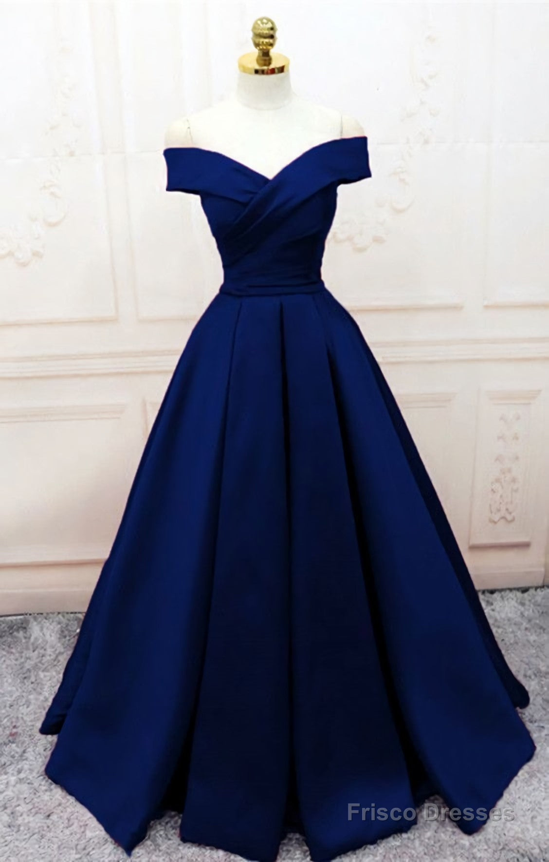 OFF THE SHOULDER NAVY LONG Prom Dresses Main image