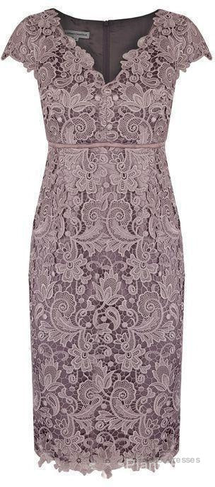 Sheath V Neck Cap Sleeves Lace Empire Mother Of The Bride Dress With Sash Secondary image