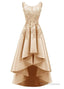 In Stock Pretty Tulle Amp Satin Scoop Neckline Hi Lo A Line Prom Dresses With Hot Fix Rhinestones Amp Lace Appliques