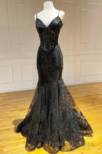 Fuchsia Mermaid Sequined Embroidery Tulle Long Formal Prom Dress