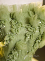 Geen Tulle A-line Formal Prom Dress with FLowers, Off  Shoulder Tulle Party Dress