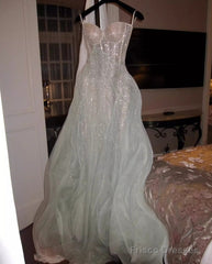 Gentle A-Line Sequined Tulle Strapless Long Prom Dress Adult Ceremony Prom Dress