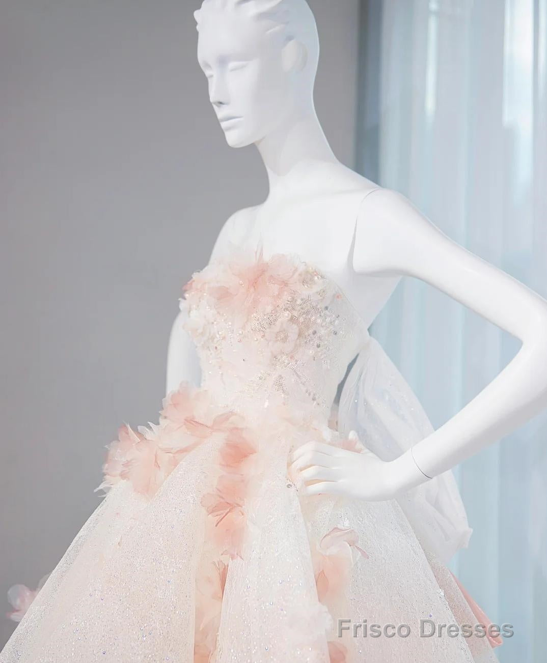 Gentle Pastel Layered A-Line Strapless Tulle Long Prom Dress Cute Applique Birthday Evening Dress Secondary image