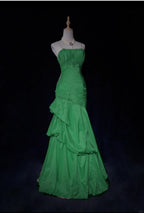 Sweet Spaghetti Straps Mermaid Evening Dresses Pink Satin Layered Pleated Prom Dress With Beading