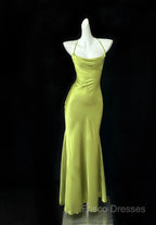 Gentle Satin Swing Neck Spaghetti Straps Mermaid Gown Elegant Backless Formal Prom Dress For Quinceanera&Graduation