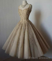 Cute Straps Tea-Length Homecoming Dress