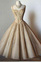 Cute Straps Tea-Length Homecoming Dress