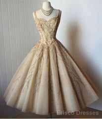 Cute Straps Tea-Length Homecoming Dress