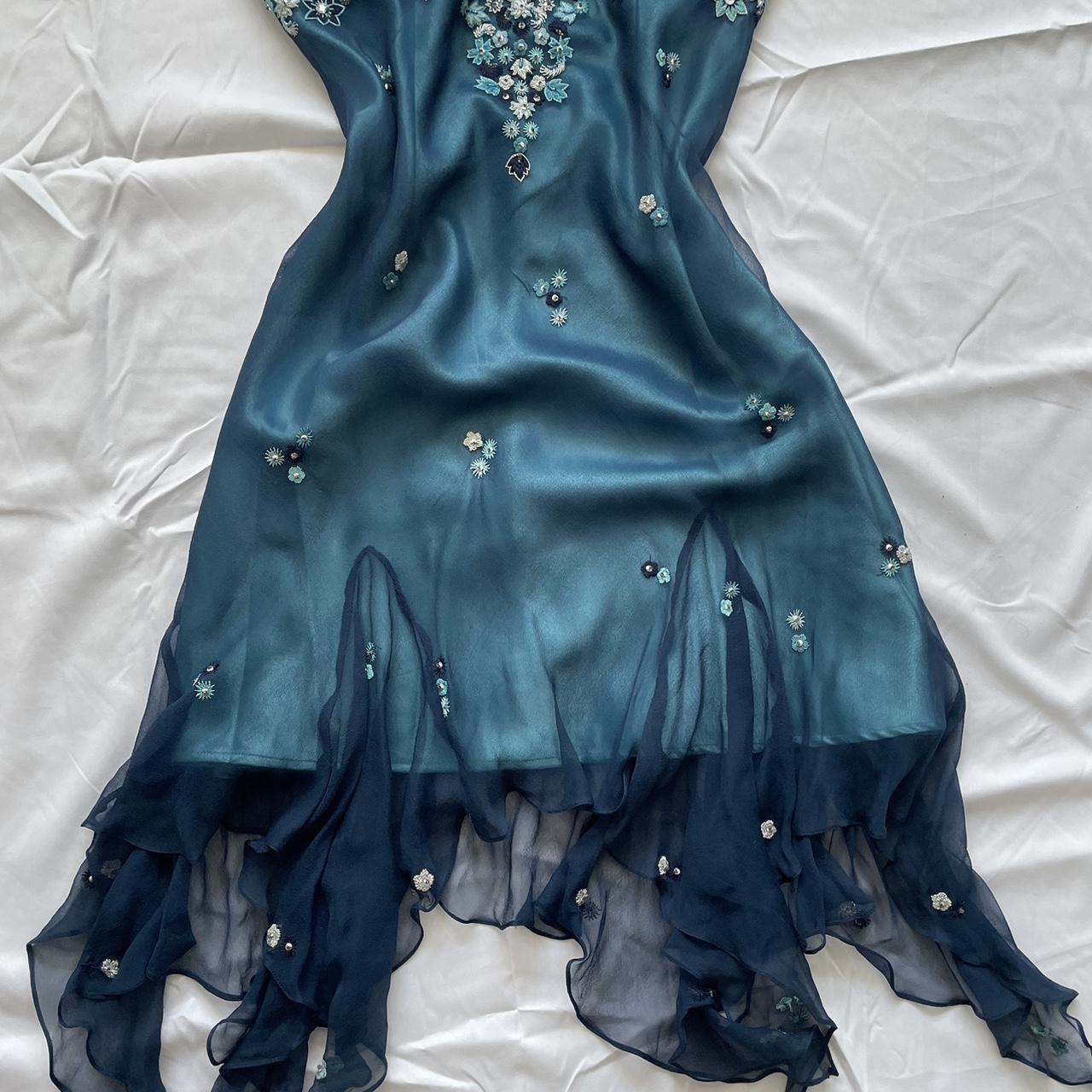 Blue Floral Beaded Short Halter Chiffon Homecoming Dress Birthday Part   Frisco Dresses
