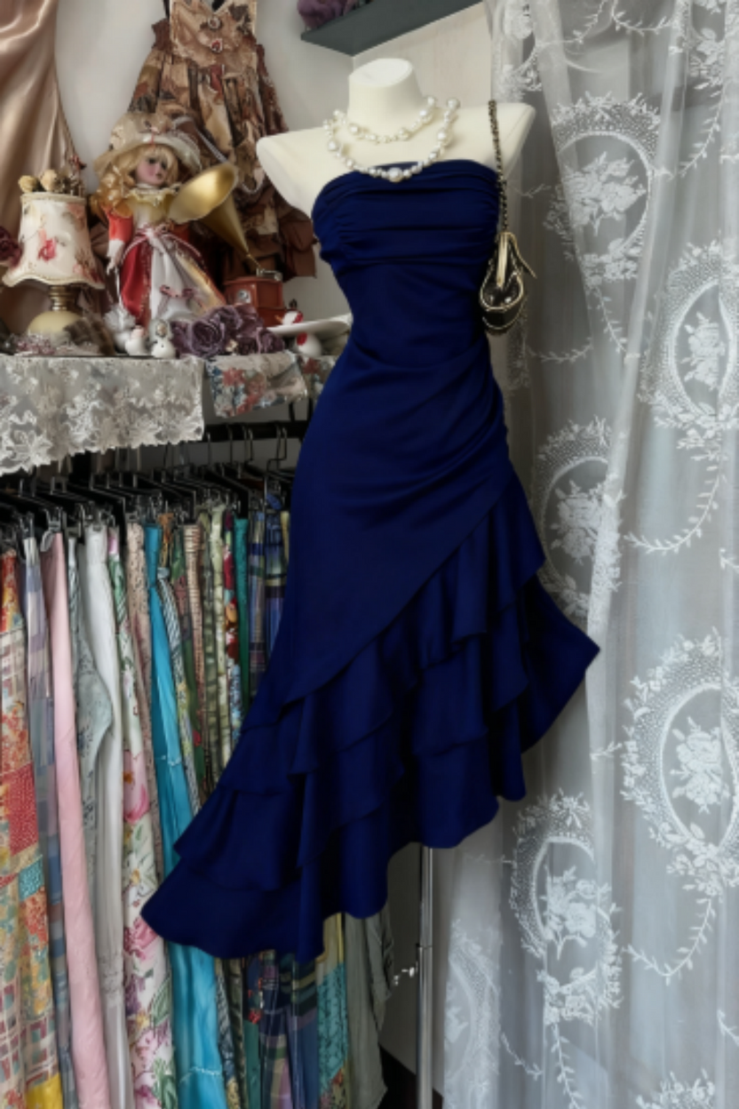 Girlhomeshops-Champagne Short Ruffle Satin Homecoming Dress Birthday D