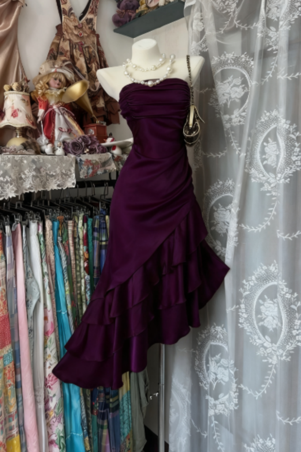 Girlhomeshops-Champagne Short Ruffle Satin Homecoming Dress Birthday D
