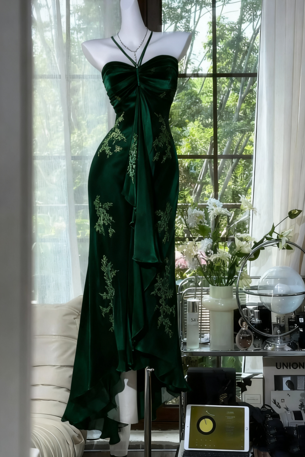 Green Beaded Exquisite Gorgeous Long Chiffon Prom Dress Evening Dress