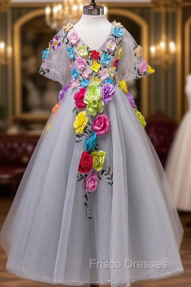 Girls Dress Princess Dress Girls skirt sleeve grey Autumn Wedding Main image