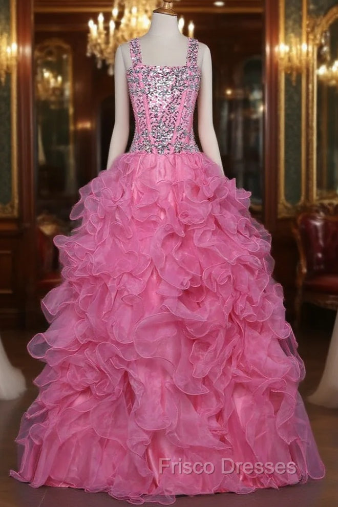 Girls Pageant Dress For Weddings Ball Gown Tank Crystals Sequins Main image