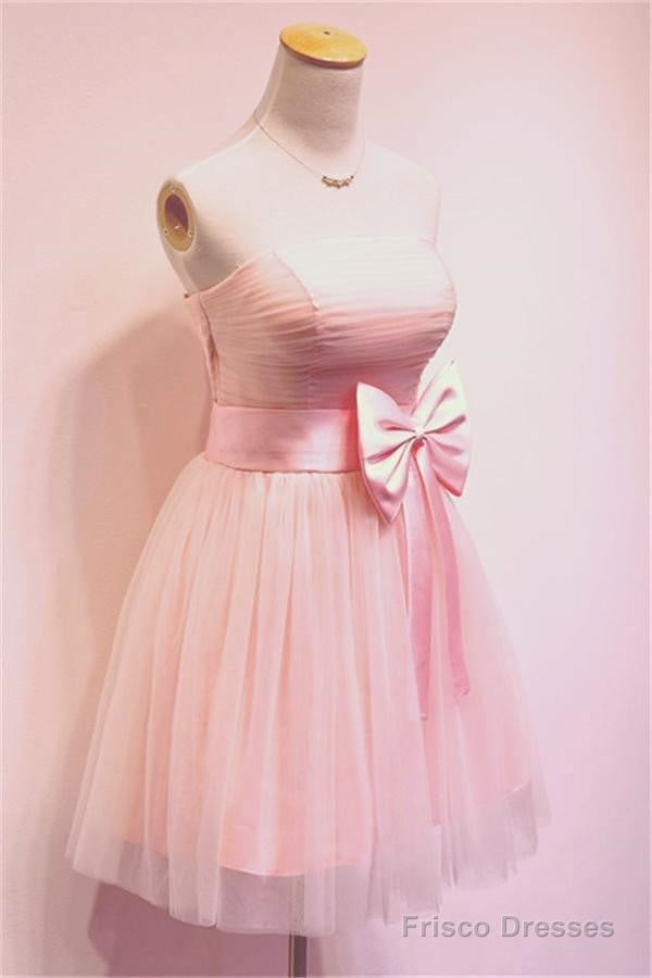 Girly Simple Short Pink Strapless Homecoming Dresses Secondary image