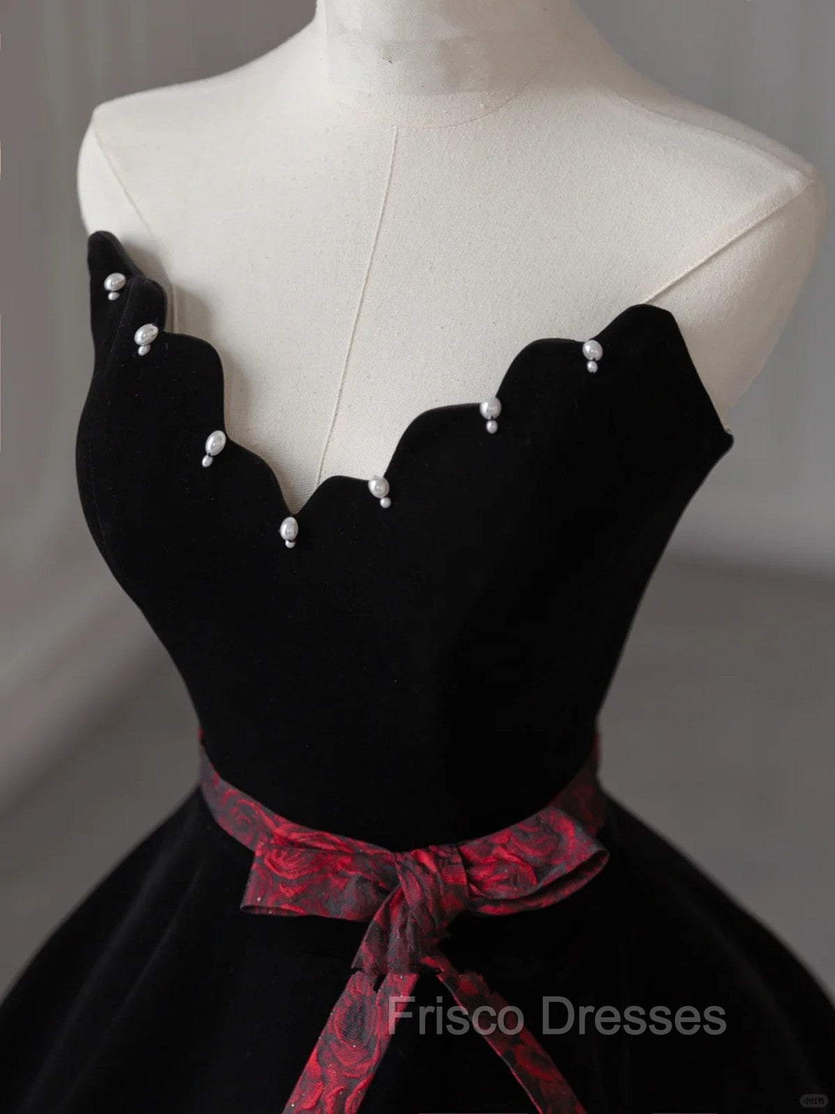 Glam Black V-Neckline Velvet Lace-Up Party Dress, Black Velvet Floor Length Formal Prom Dress Secondary image