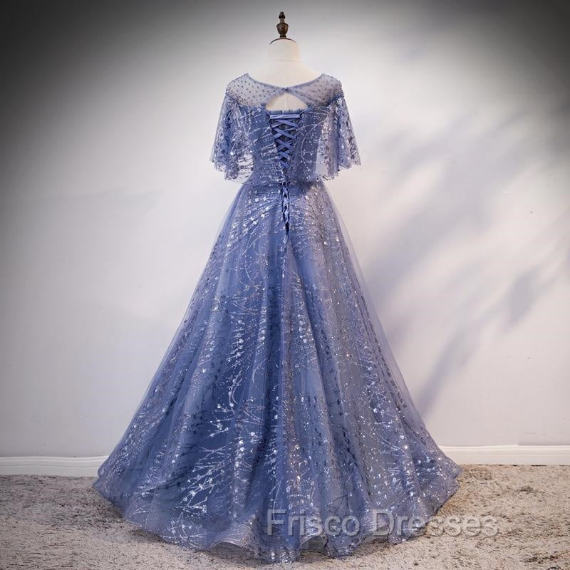 Glam Blue Off Shoulder Lace-up Long Evening Dresss Party Dress, Blue Wedding Party Dress Formal Prom Dress