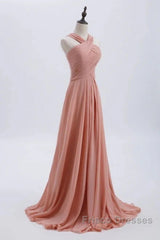 Glam Blush Pink Formal Prom & Wedding Dress-Sweet 16 Chiffon Evening Gown For Graduation & Quinceanera