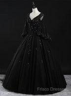 Glam Tulle With Lace Applique Ball Gown Sweet 16 Dress, Beaded Formal Prom Dress Formal Dress