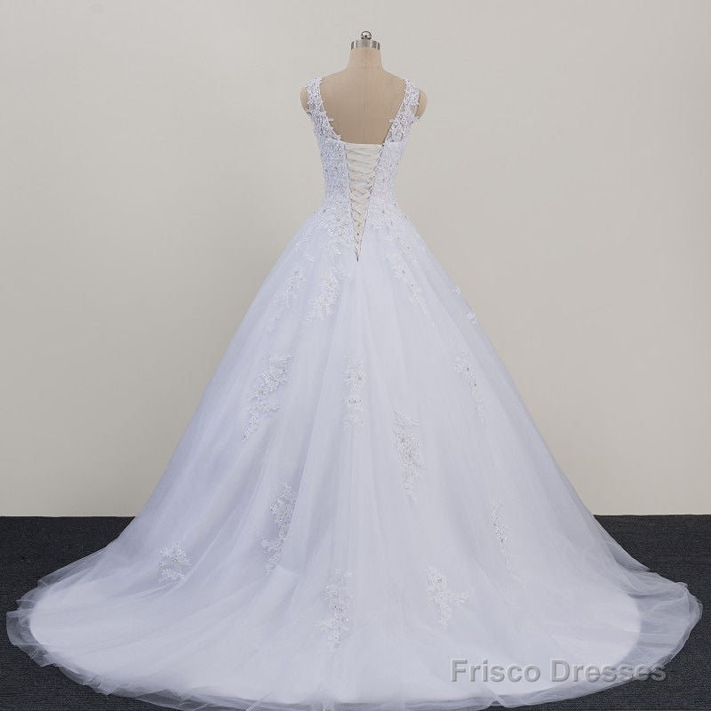 Glam White Tulle Puffy Ball Gown Prom Dress, Sweetheart 16 Gown Main image