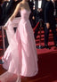 Glamorous A Line Straps Pink Long Prom Dress