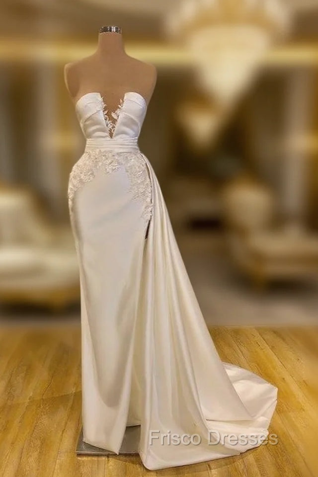 Glamorous Ivory Mermaid Long Formal Prom Dress With Appliques Main image
